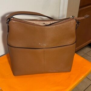 kate spade Cognac Pebbled Leather Shoulder Bag